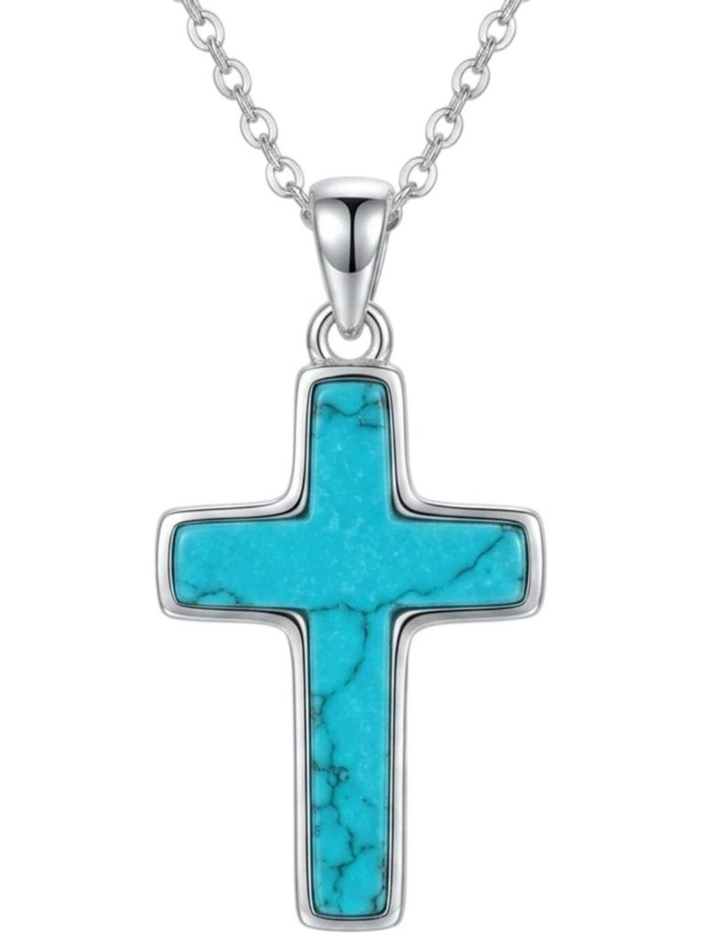 Stunning Black Onyx, Turquoise & White Opal Cross Necklace for Women - Unique